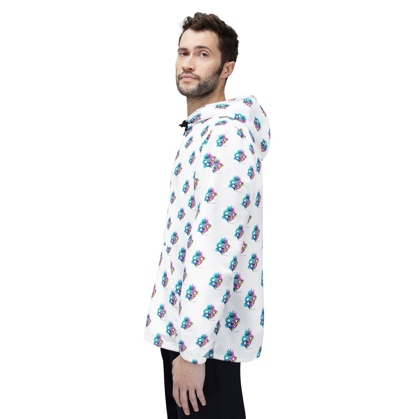 CEO repeat logo Windbreaker Jacket | all-over print White