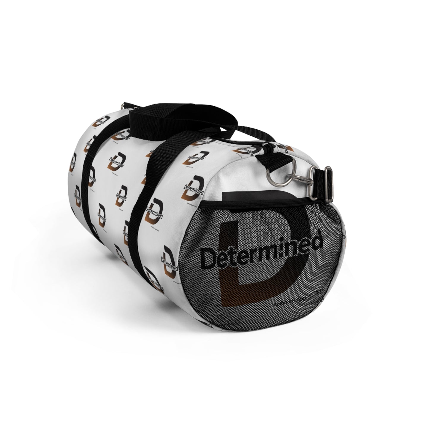 Determined White Duffel Bag — Bold Travel & Gym Tote