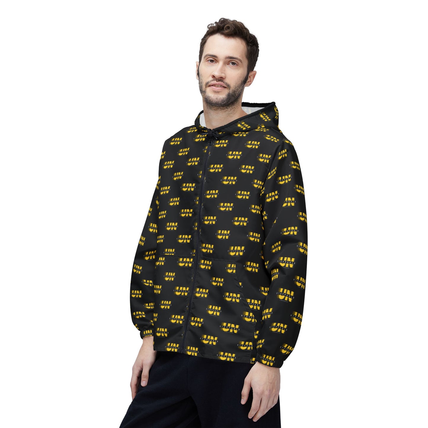 UNStoppable repeat logo Windbreaker Jacket | all-over print Black