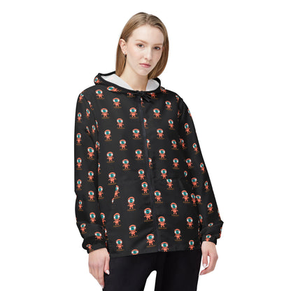 Visionary repeat logo Windbreaker Jacket | all-over print Black