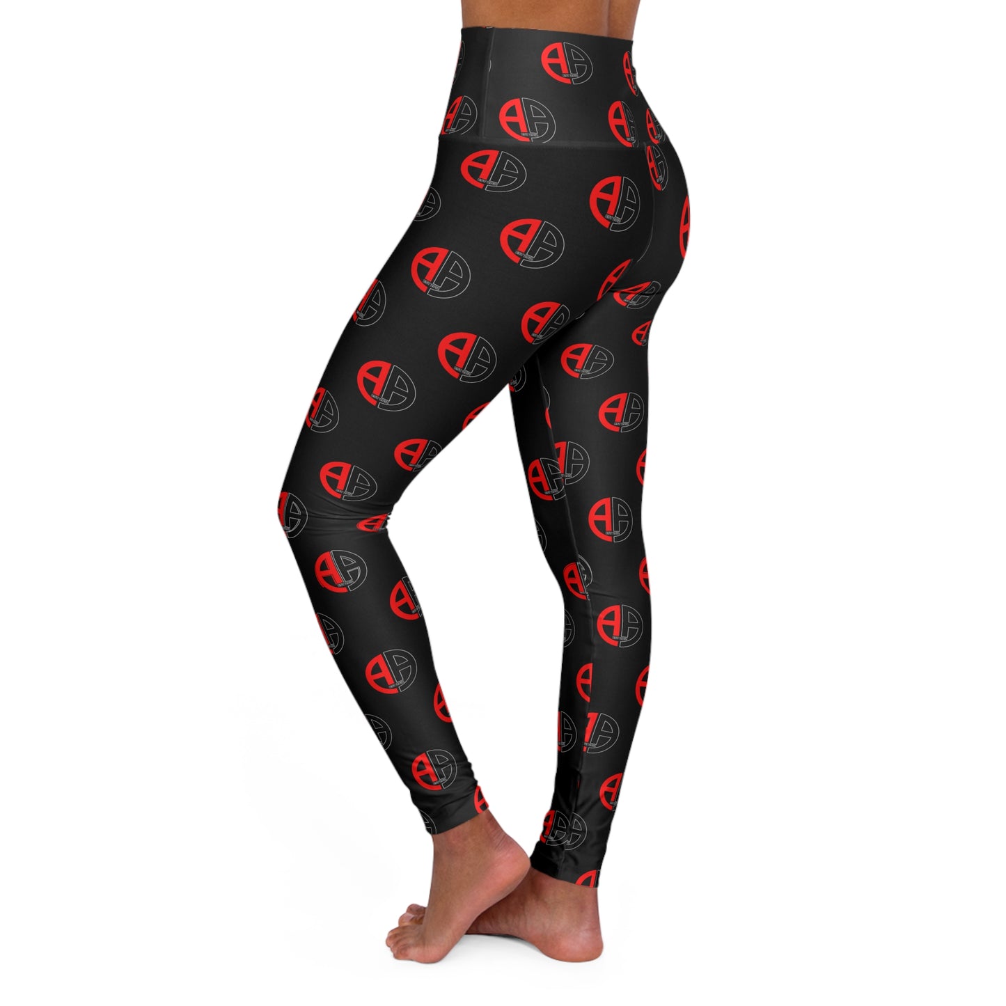 Ambizion Apparel Signature Black High-Waisted Yoga Leggings — All-Over Print