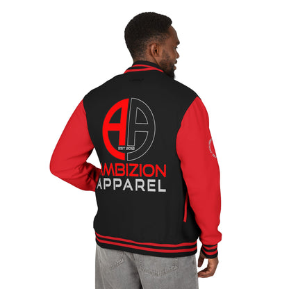 Ambizion Apparel Logo Letterman Jacket | Black White Varsity Jacket
