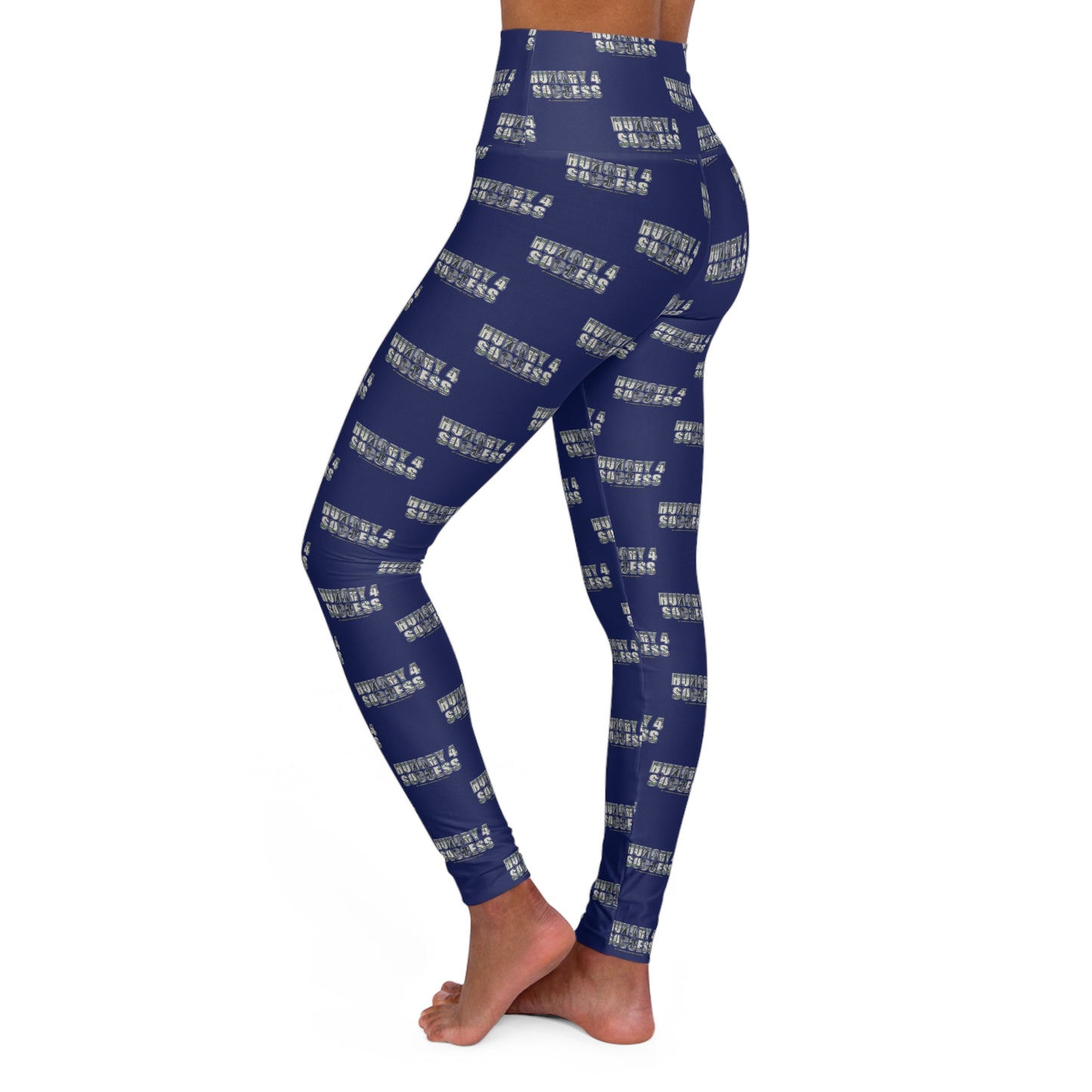 Hungry 4 Success Navy High-Waisted Yoga Leggings — All-Over Print