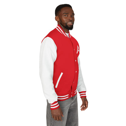 Ambizion Apparel Signature White Logo Letterman Jacket | Black White Varsity Jacket
