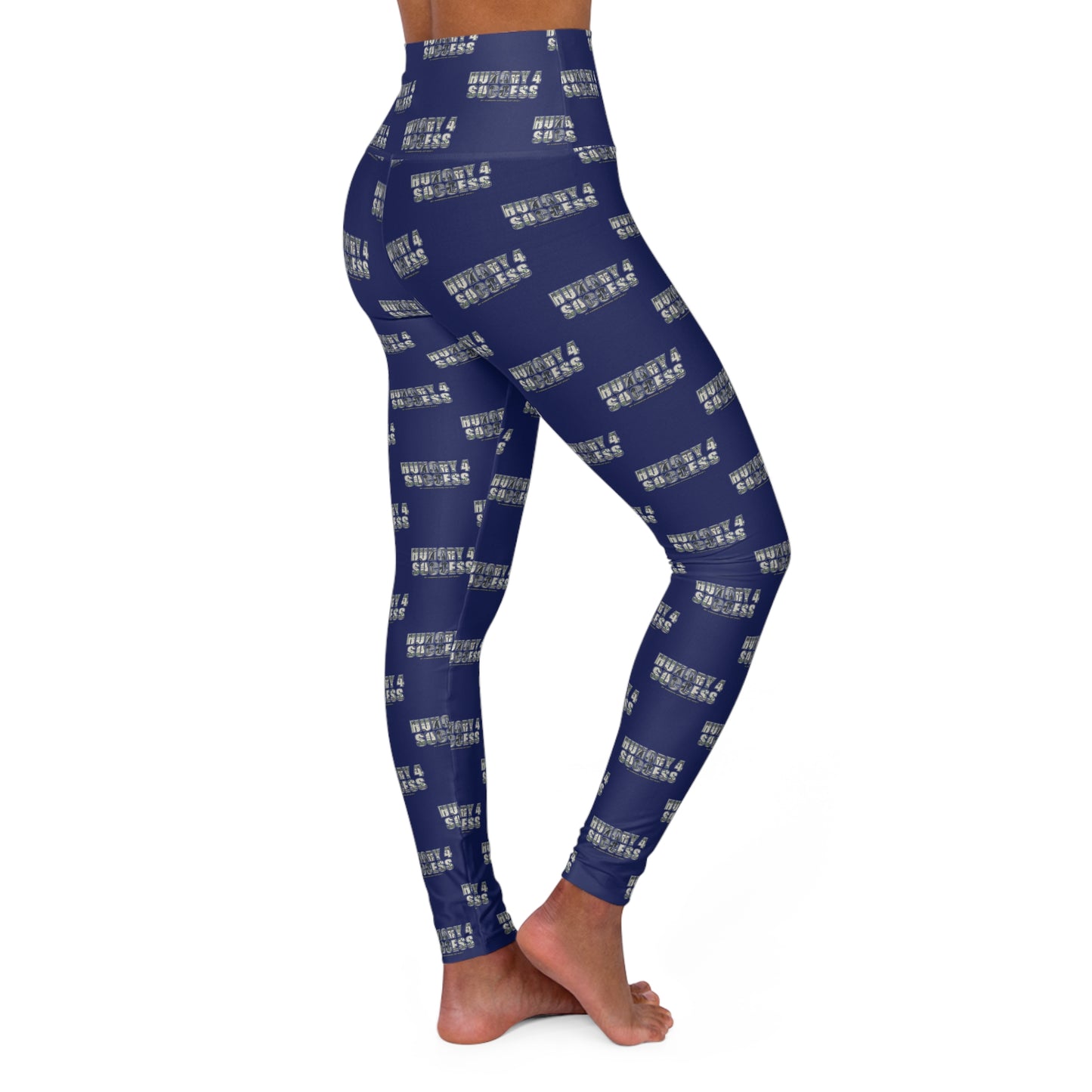 Hungry 4 Success Navy High-Waisted Yoga Leggings — All-Over Print