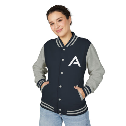 Ambizion Apparel Signature White Logo Letterman Jacket | Black White Varsity Jacket