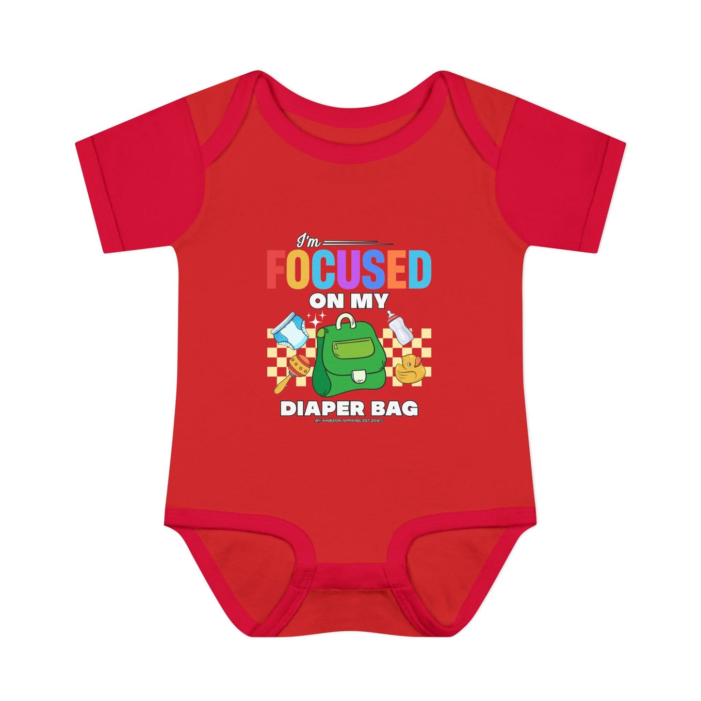 Focused on My Diaper Bag Infant Onesie