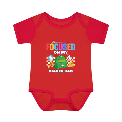 Focused on My Diaper Bag Infant Onesie