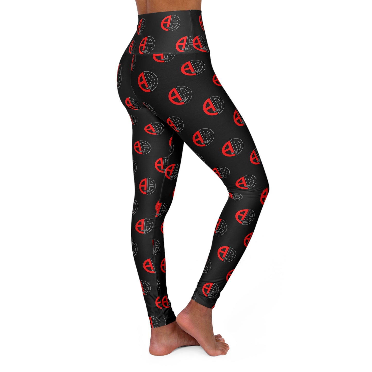 Ambizion Apparel Signature Black High-Waisted Yoga Leggings — All-Over Print