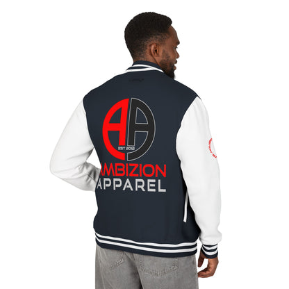 Ambizion Apparel Logo Letterman Jacket | Black White Varsity Jacket