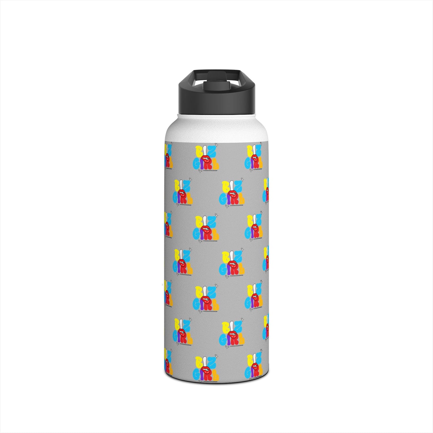 Biz Girl Grey Stainless Water Bottle — Black