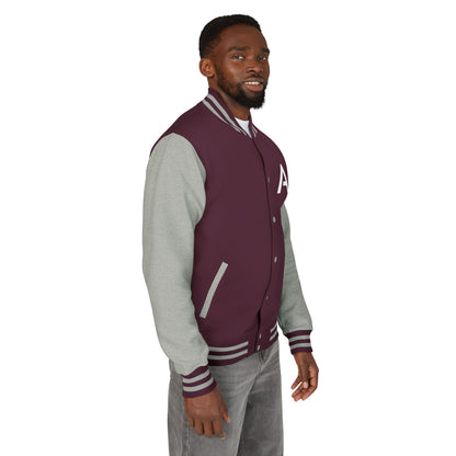 Ambizion Apparel Signature White Logo Letterman Jacket | Black White Varsity Jacket