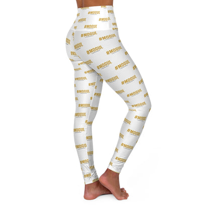 #Mogul White High-Waisted Yoga Leggings — All-Over Print