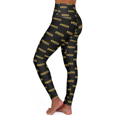 #Mogul Black High-Waisted Yoga Leggings — All-Over Print