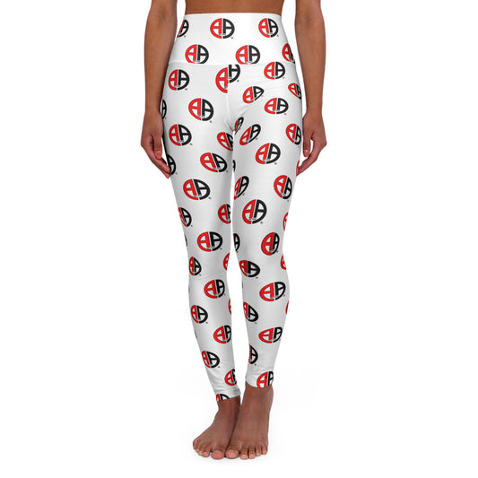 Ambizion Apparel Signature White High-Waisted Yoga Leggings — All-Over Print