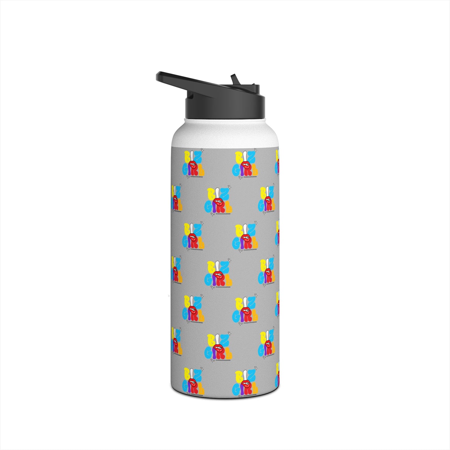 Biz Girl Grey Stainless Water Bottle — Black