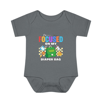 Focused on My Diaper Bag Infant Onesie