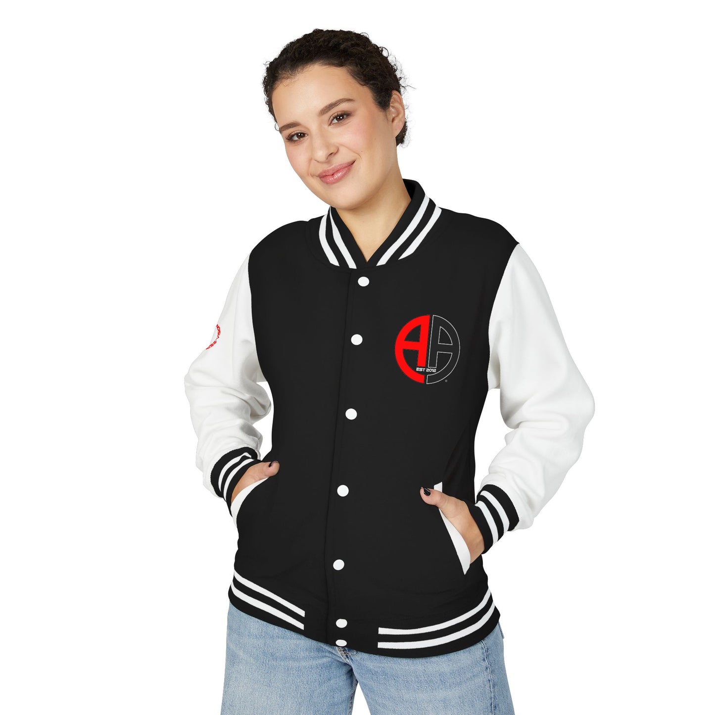 Ambizion Apparel Logo Letterman Jacket | Black White Varsity Jacket