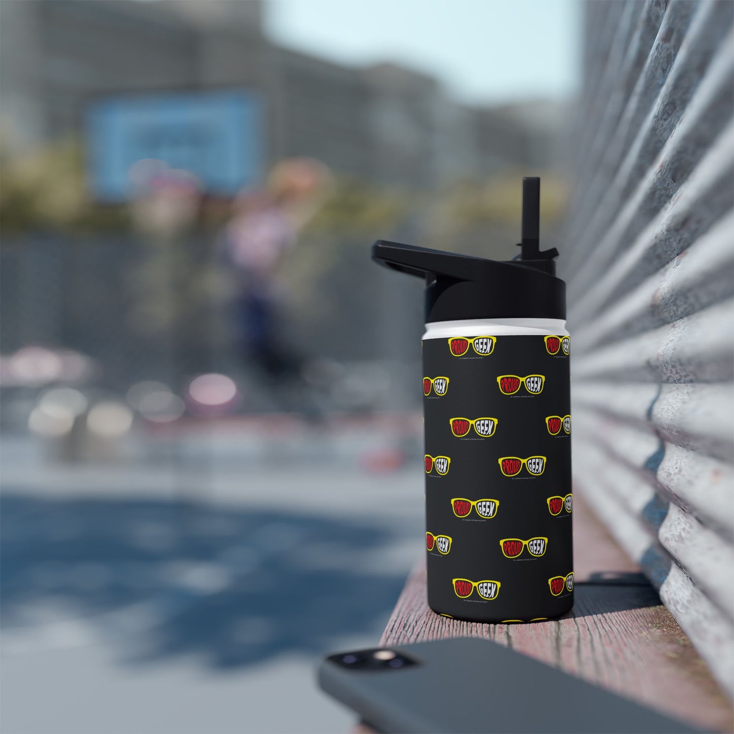 Proud Geek  Stainless Water Bottle — Black