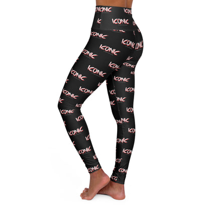 Iconic Black High-Waisted Yoga Leggings — All-Over Print