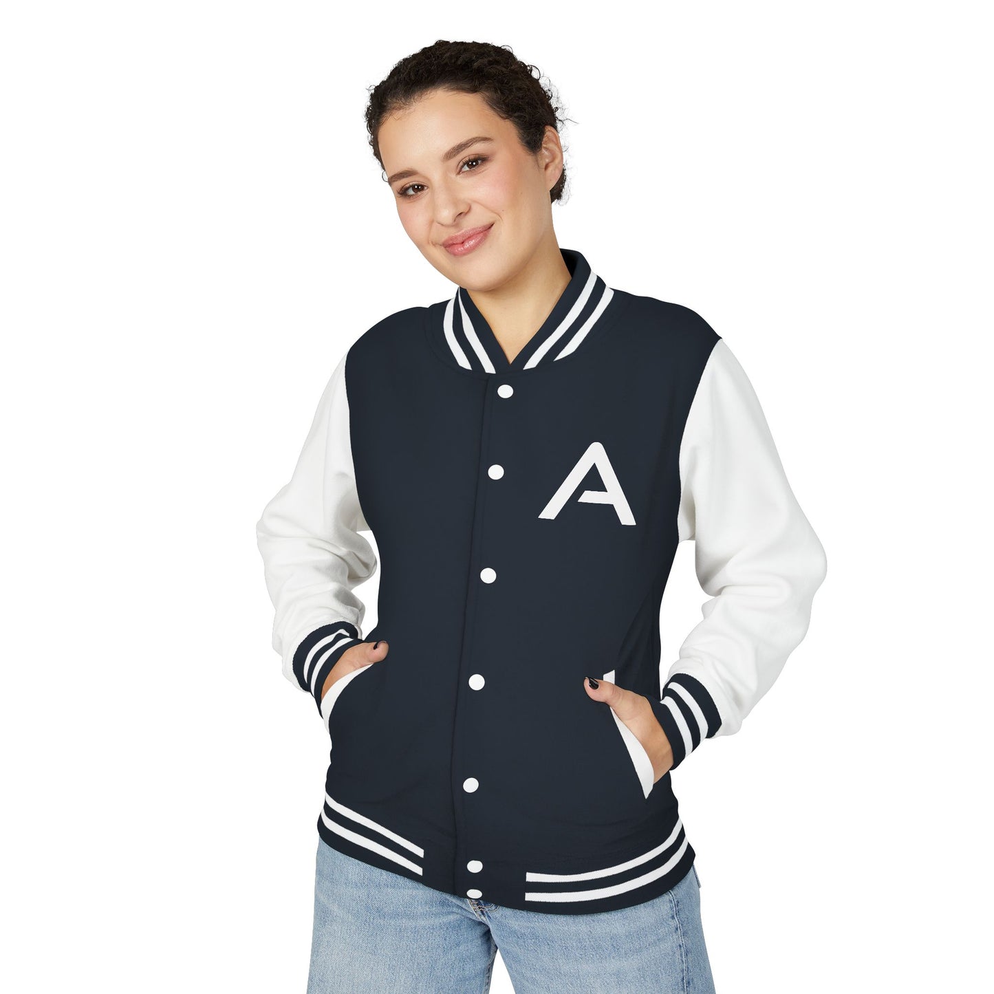 Ambizion Apparel Signature White Logo Letterman Jacket | Black White Varsity Jacket