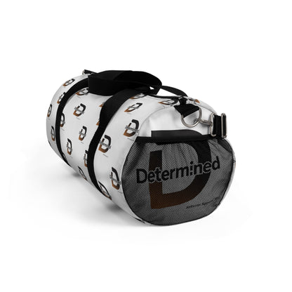 Determined White Duffel Bag — Bold Travel & Gym Tote
