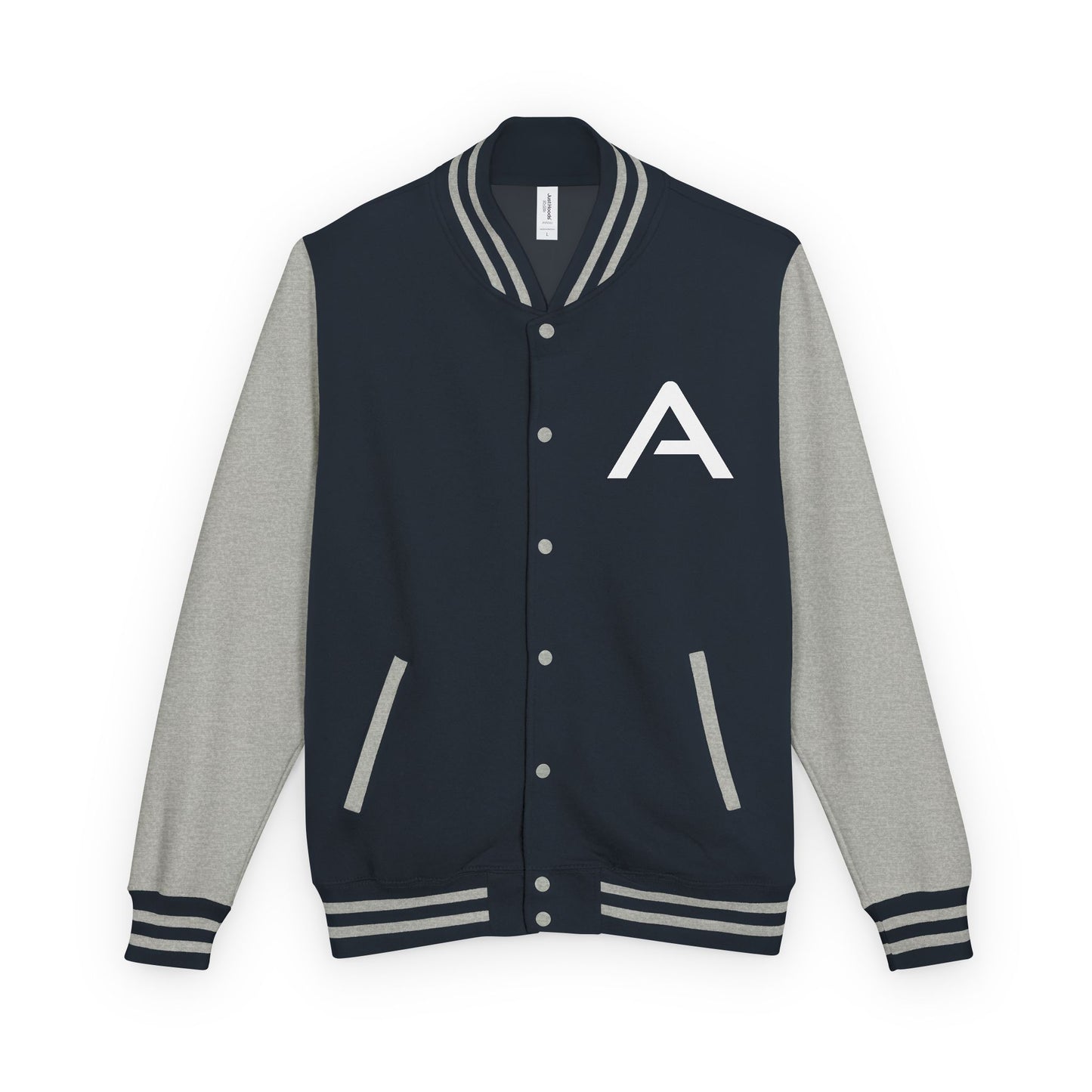 Ambizion Apparel Signature White Logo Letterman Jacket | Black White Varsity Jacket