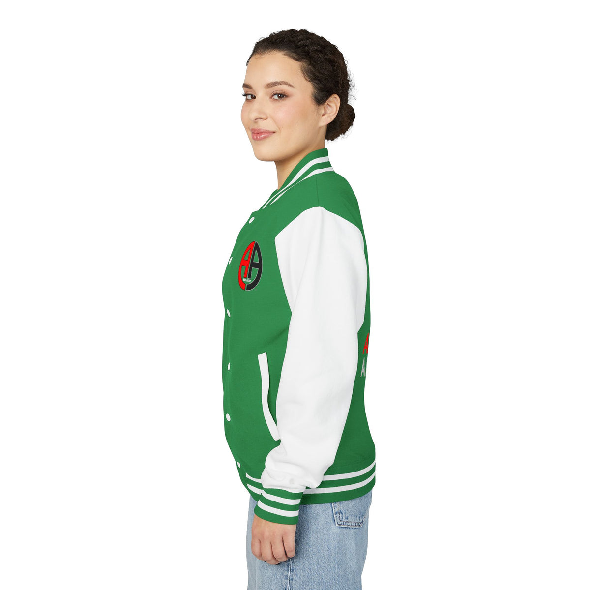 Ambizion Apparel Logo Letterman Jacket | Black White Varsity Jacket