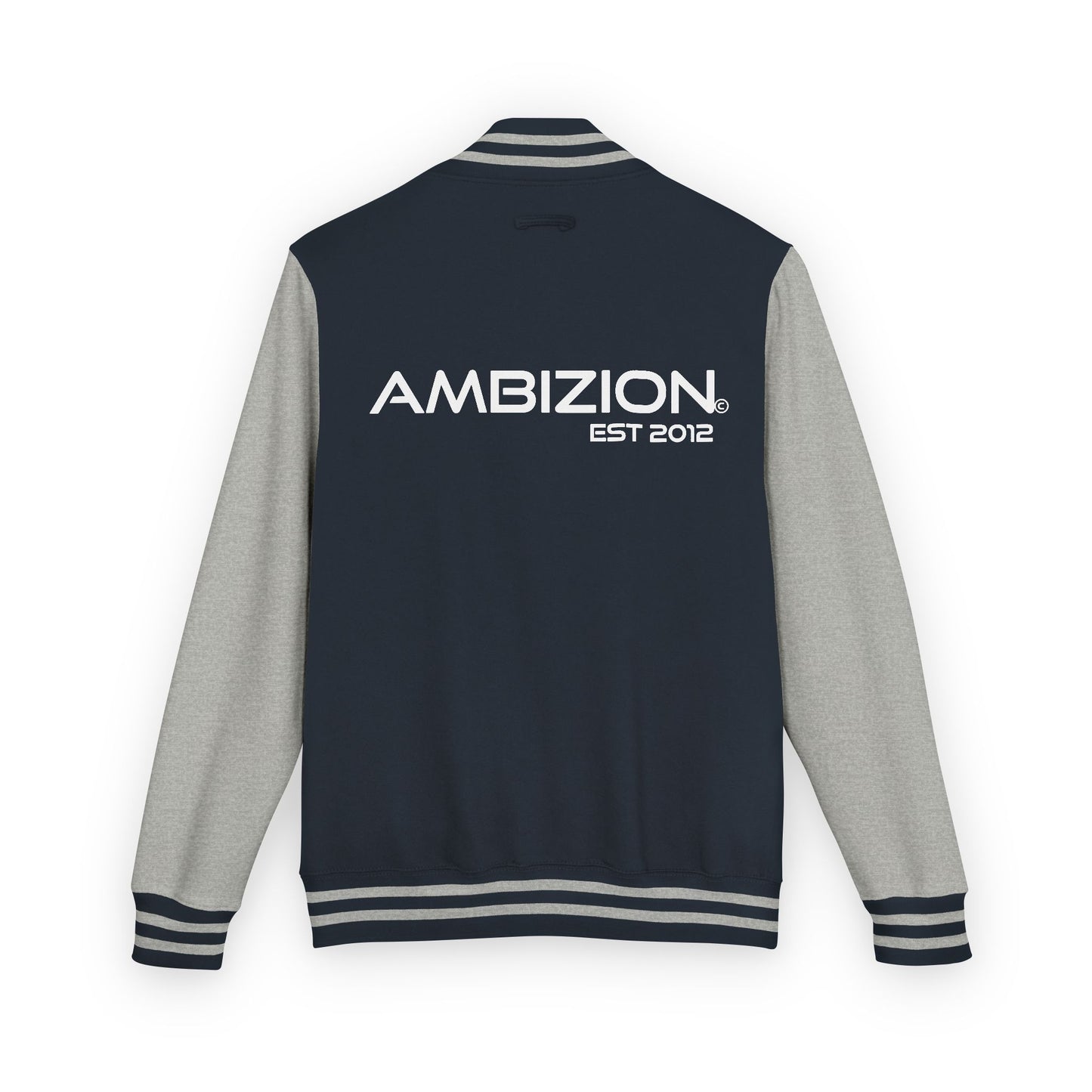 Ambizion Apparel Signature White Logo Letterman Jacket | Black White Varsity Jacket