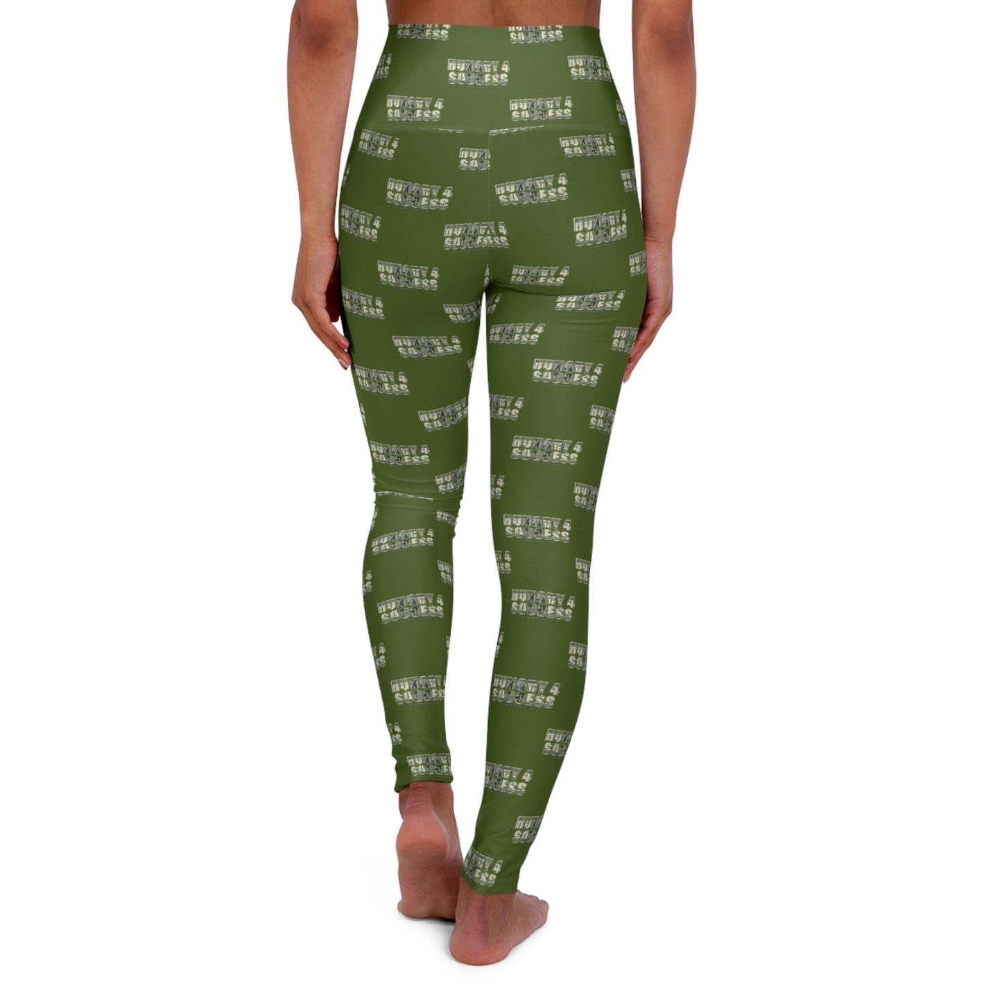 Hungry 4 Success Military Green High-Waisted Yoga Leggings — All-Over Print