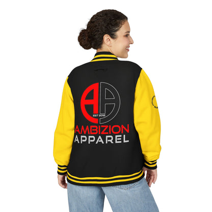 Ambizion Apparel Logo Letterman Jacket | Black White Varsity Jacket