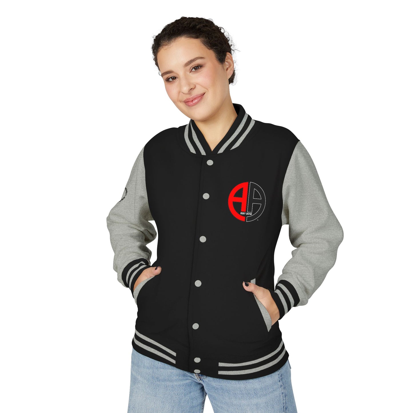 Ambizion Apparel Logo Letterman Jacket | Black White Varsity Jacket