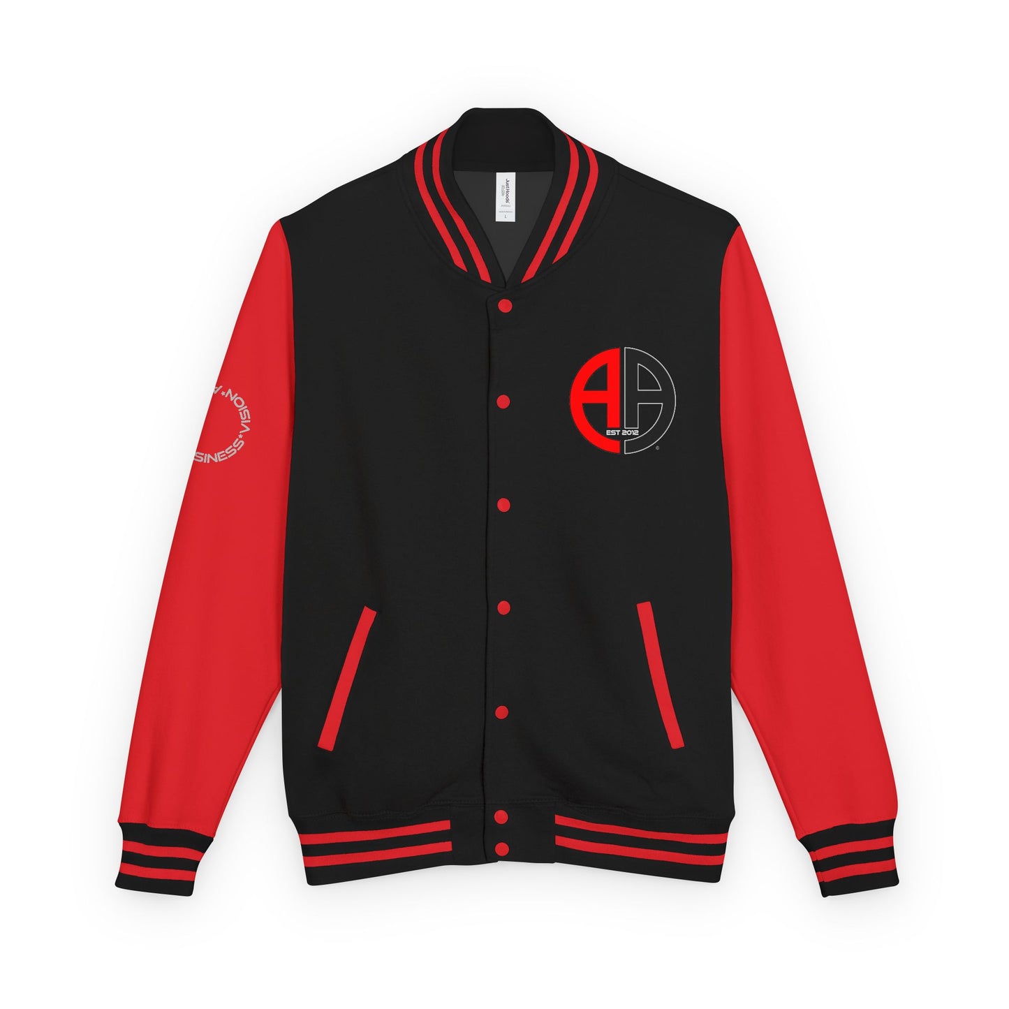 Ambizion Apparel Logo Letterman Jacket | Black White Varsity Jacket