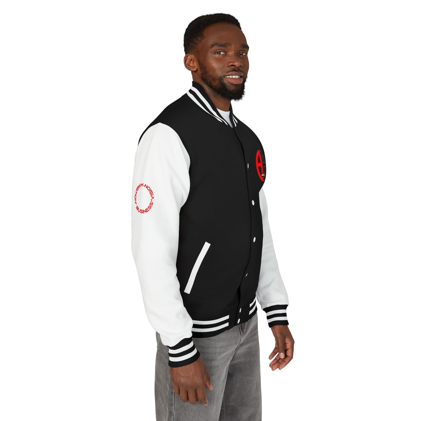 Ambizion Apparel Logo Letterman Jacket | Black White Varsity Jacket