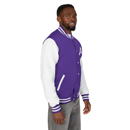 Ambizion Apparel Signature White Logo Letterman Jacket | Black White Varsity Jacket