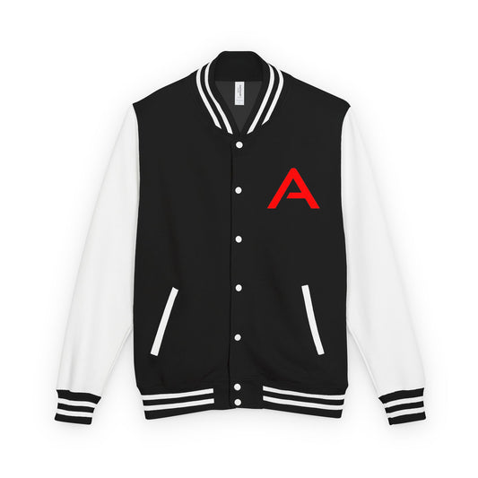 Ambizion Apparel Signature Red Logo Letterman Jacket | Black White Varsity Jacket