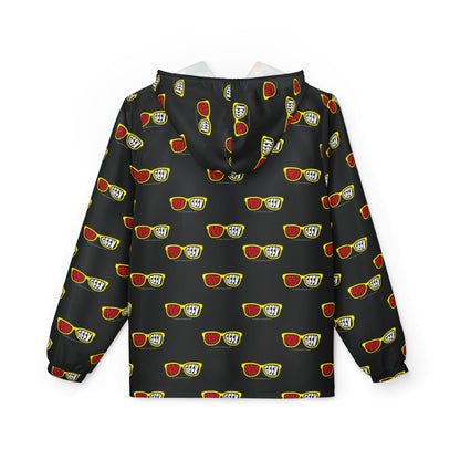 Proud Geek repeat logo Windbreaker Jacket | all-over print Black