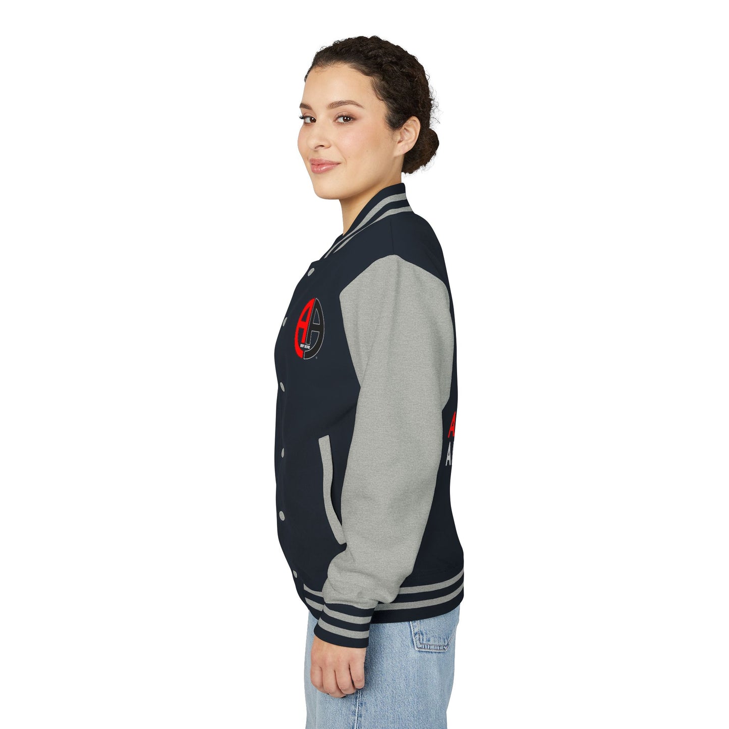 Ambizion Apparel Logo Letterman Jacket | Black White Varsity Jacket