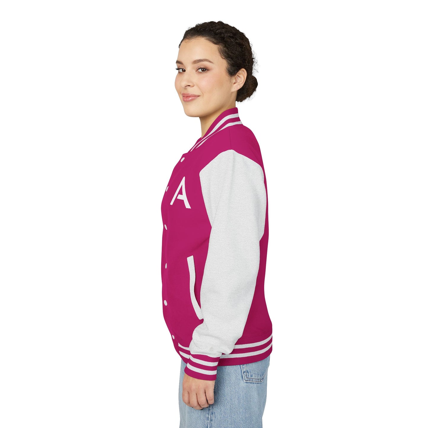 Ambizion Apparel Signature White Logo Letterman Jacket | Black White Varsity Jacket