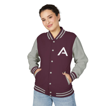 Ambizion Apparel Signature White Logo Letterman Jacket | Black White Varsity Jacket