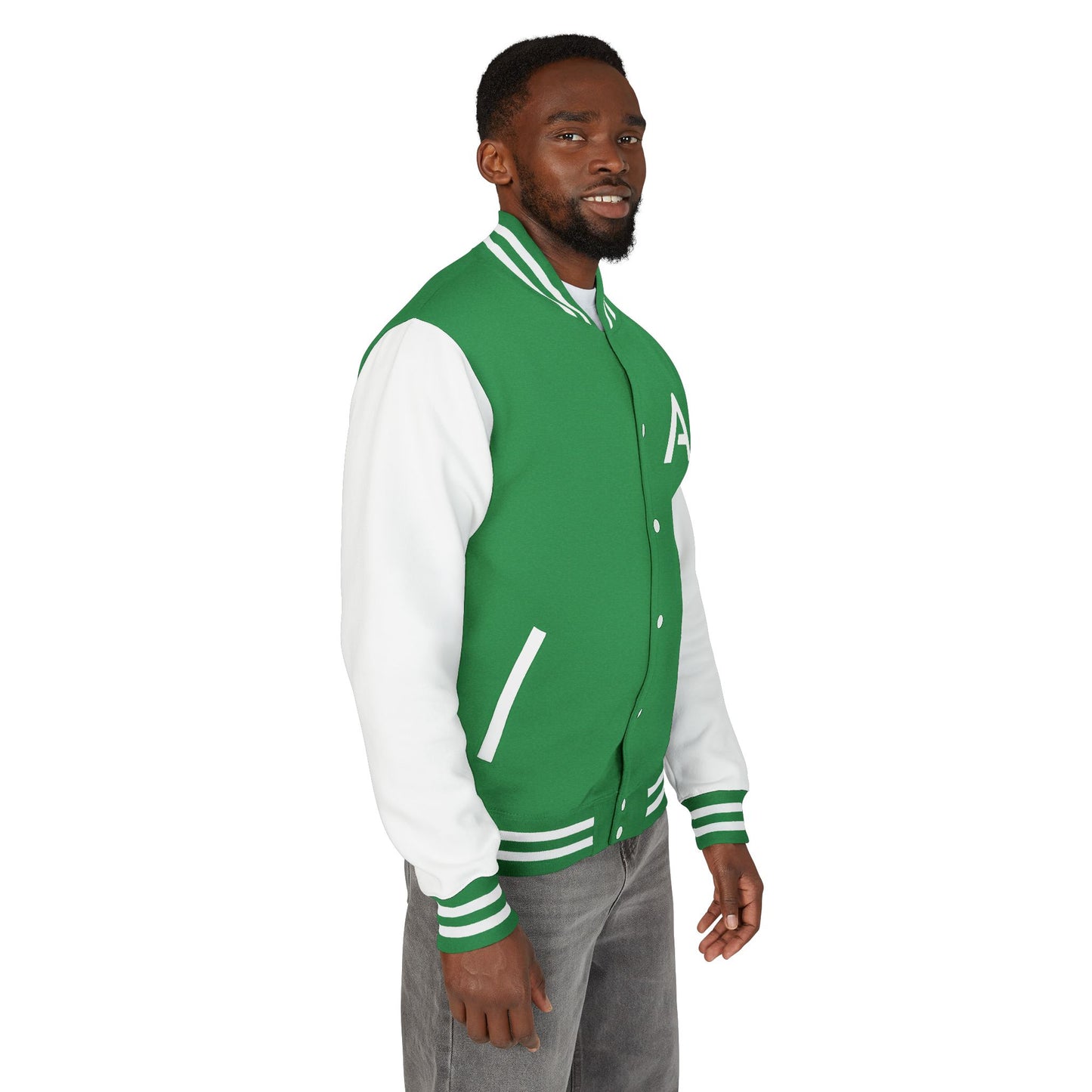 Ambizion Apparel Signature White Logo Letterman Jacket | Black White Varsity Jacket