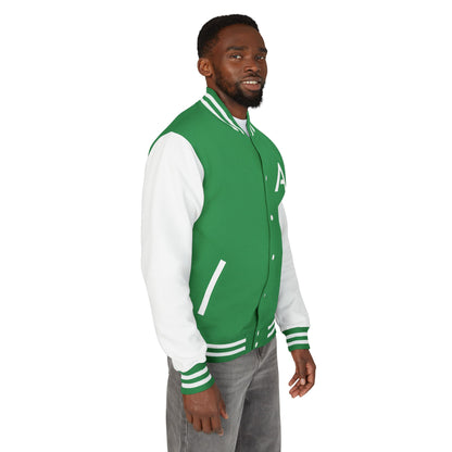 Ambizion Apparel Signature White Logo Letterman Jacket | Black White Varsity Jacket