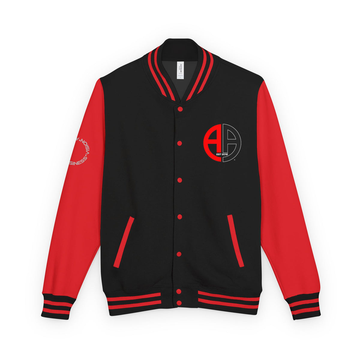 Ambizion Apparel Logo Letterman Jacket | Black White Varsity Jacket
