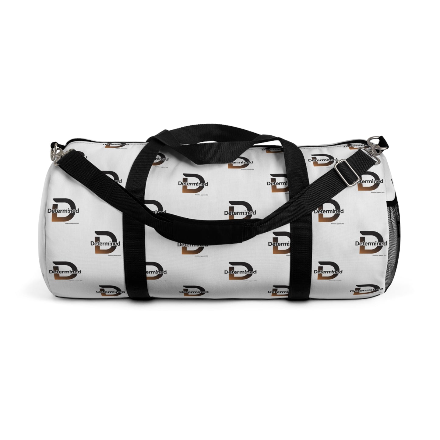 Determined White Duffel Bag — Bold Travel & Gym Tote