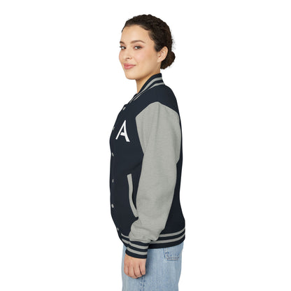 Ambizion Apparel Signature White Logo Letterman Jacket | Black White Varsity Jacket