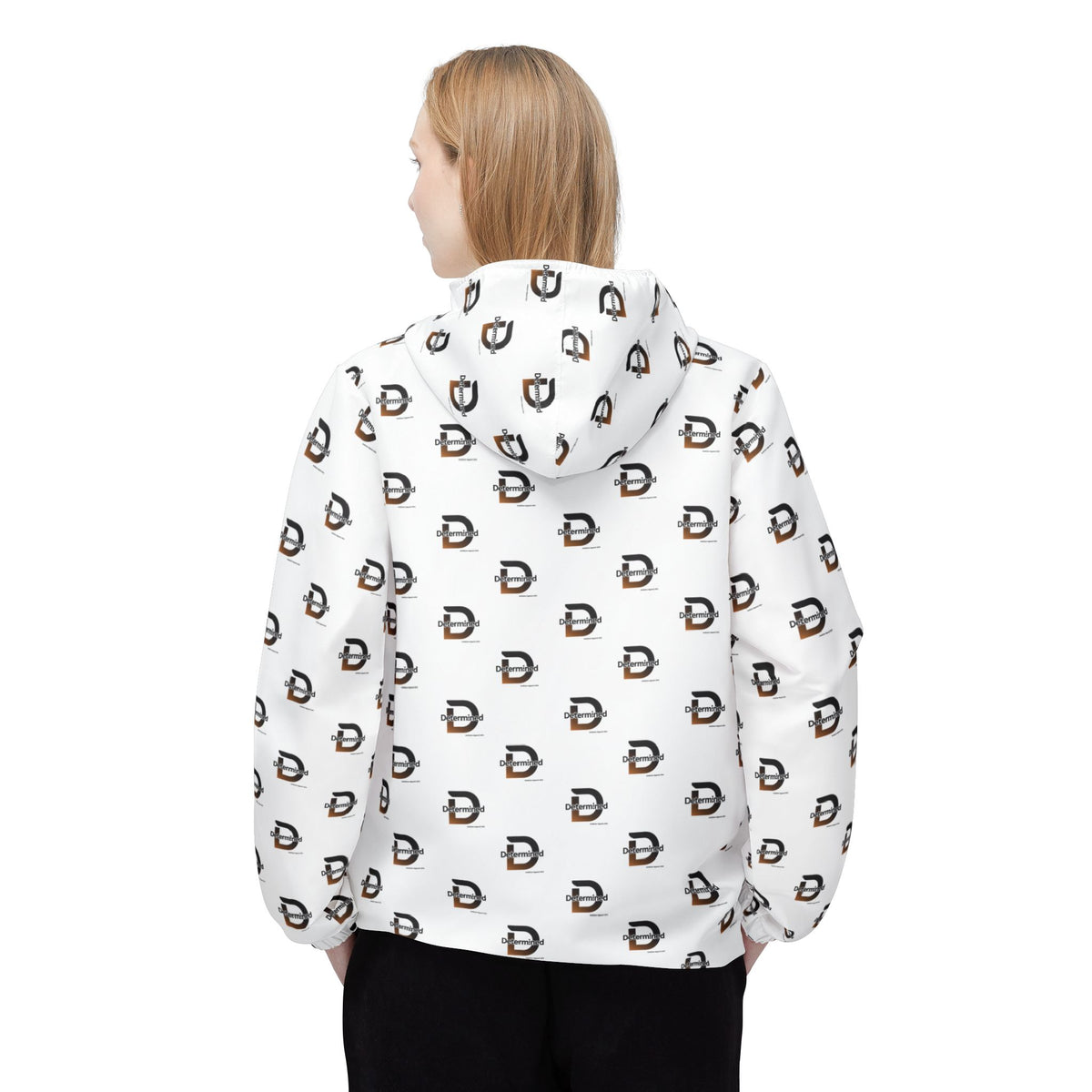 Determined repeat logo Windbreaker Jacket | all-over print White