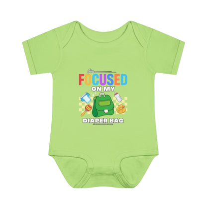 Focused on My Diaper Bag Infant Onesie