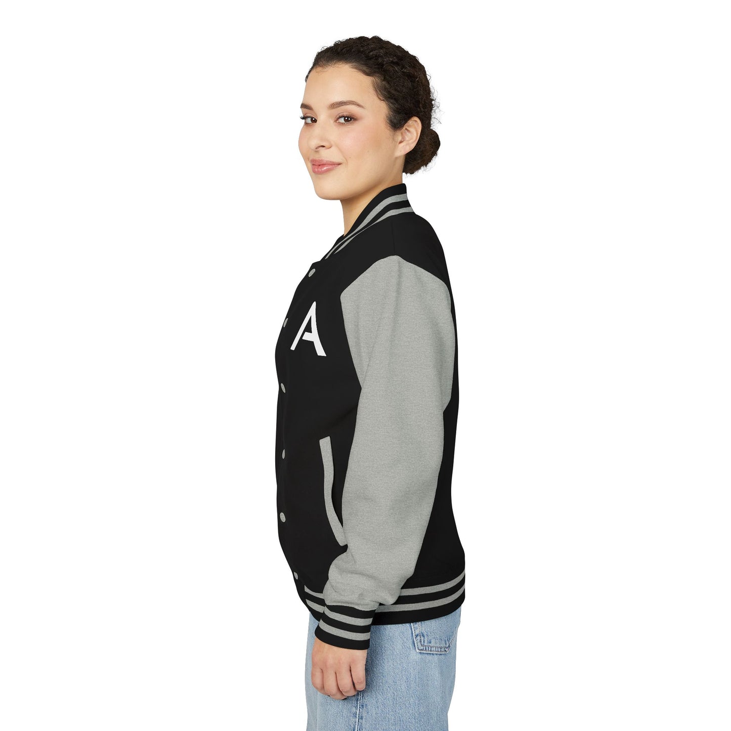 Ambizion Apparel Signature White Logo Letterman Jacket | Black White Varsity Jacket