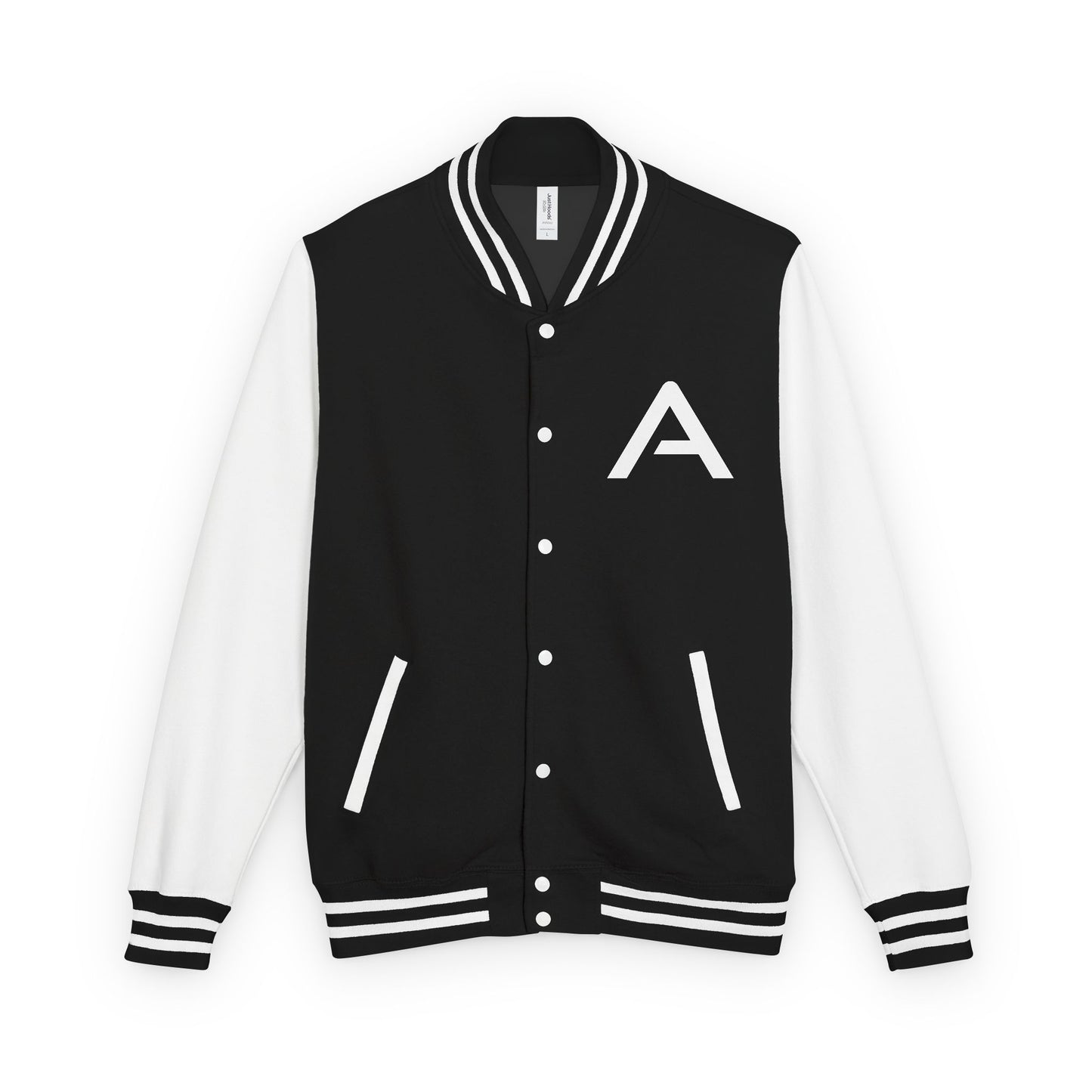 Ambizion Apparel Signature White Logo Letterman Jacket | Black White Varsity Jacket