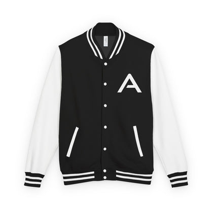 Ambizion Apparel Signature White Logo Letterman Jacket | Black White Varsity Jacket